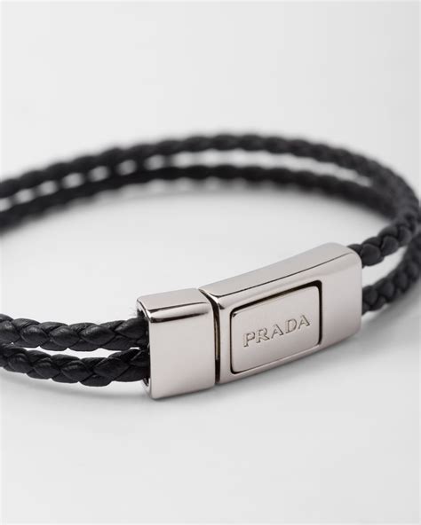 prada leather wrap bracelet women's|prada braided nappa leather bracelet.